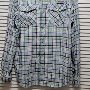 Columbia PFG Omni-Shade Omni-Wick Plaid Long Sleeve Fishing Shirt
